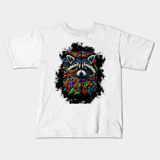 Vivid Vagabond: Raccoon's Colorful Essence Kids T-Shirt